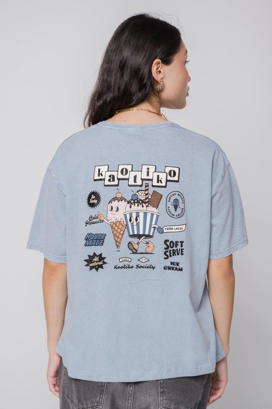 kaotiko Camiseta Washed Ice Cream Steel Rebajas