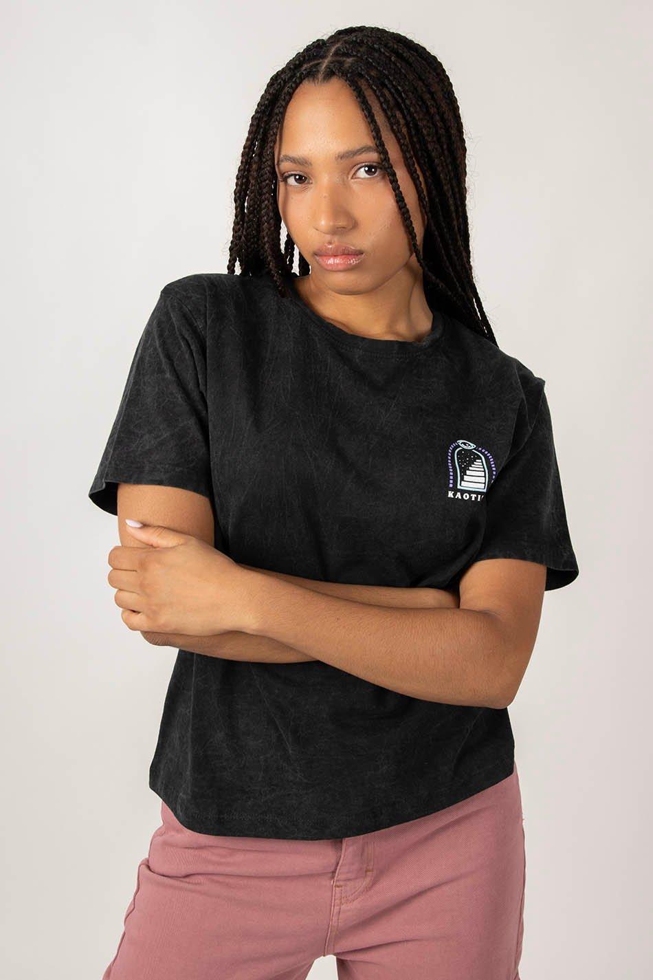 kaotiko Camiseta Washed Trust Your Intuition Black Descuento