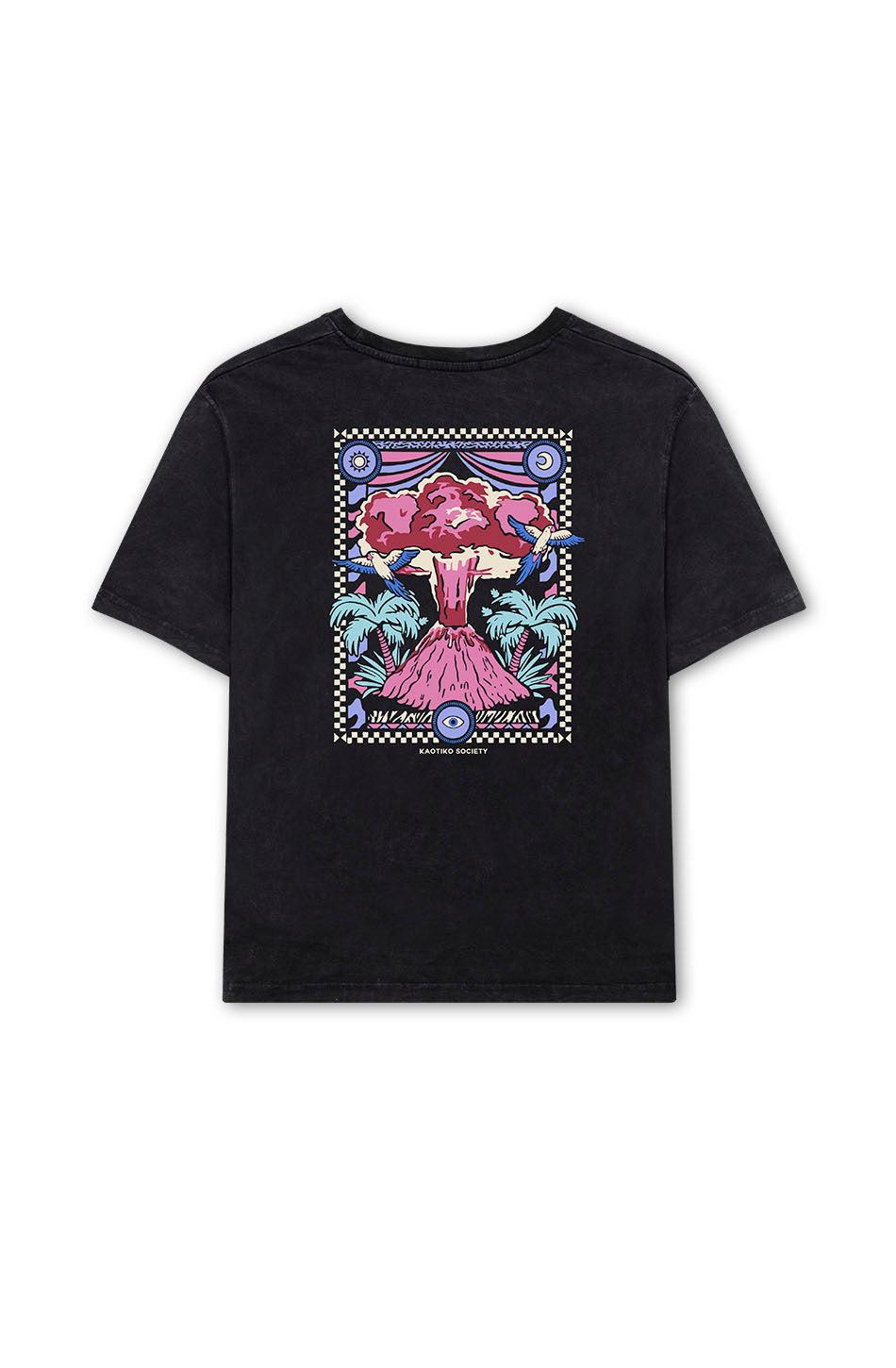 kaotiko Camiseta Washed Volcanic Symphony Black Oferta especial