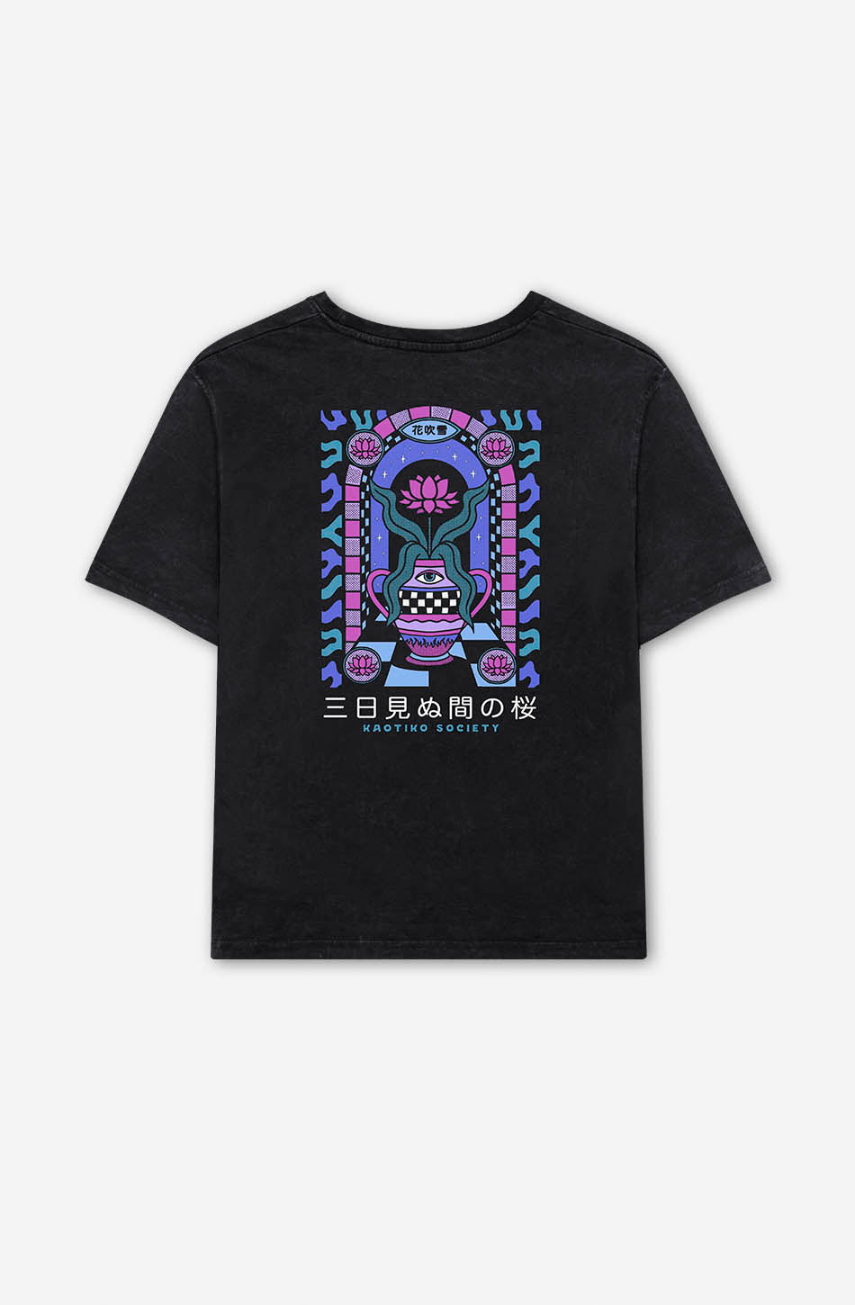 kaotiko Camiseta Washed Lotus Door Black