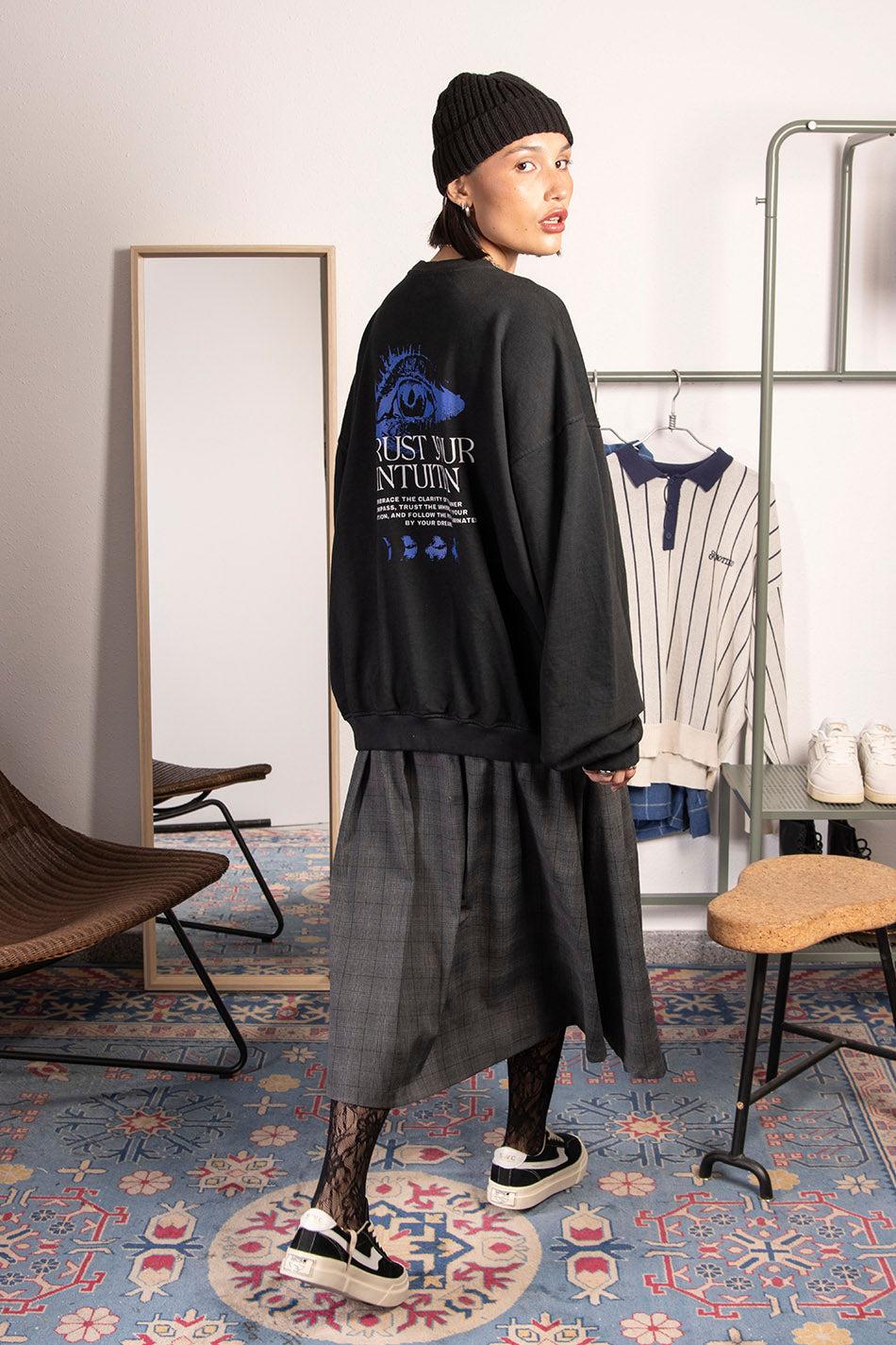 kaotiko Sudadera Washed Eye Trust Your Intuition Black Liquidación