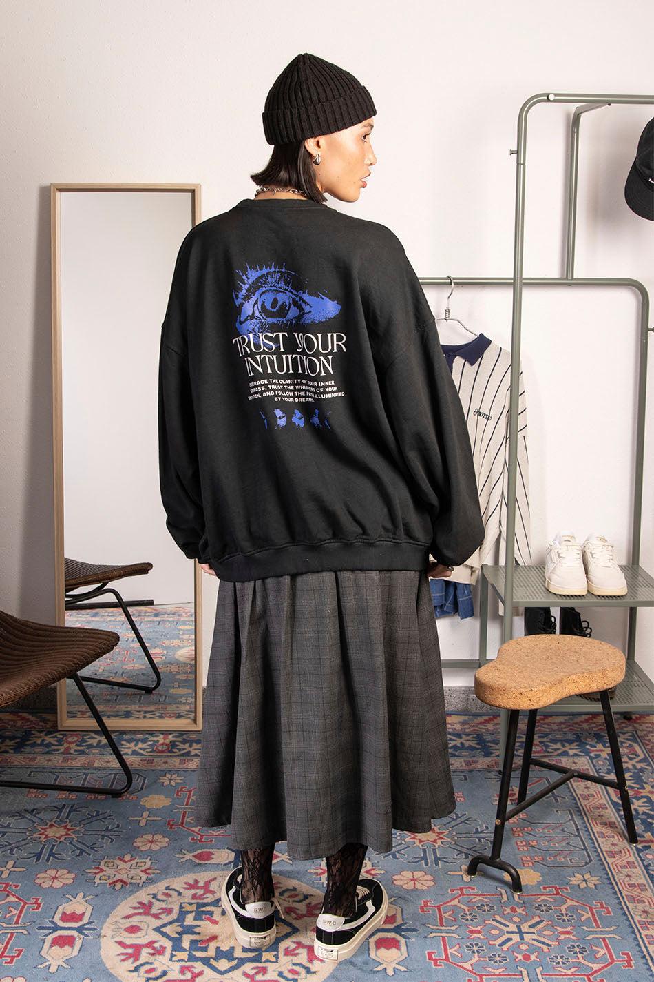 kaotiko Sudadera Washed Eye Trust Your Intuition Black Liquidación