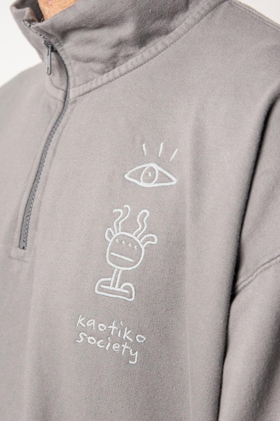 kaotiko Sudadera Washed Zip Boy Urban Threesome Gray Tienda de fábrica