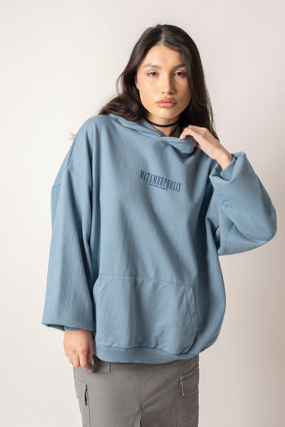 kaotiko Sudadera Washed Metamorphosis Blue Fly Última moda