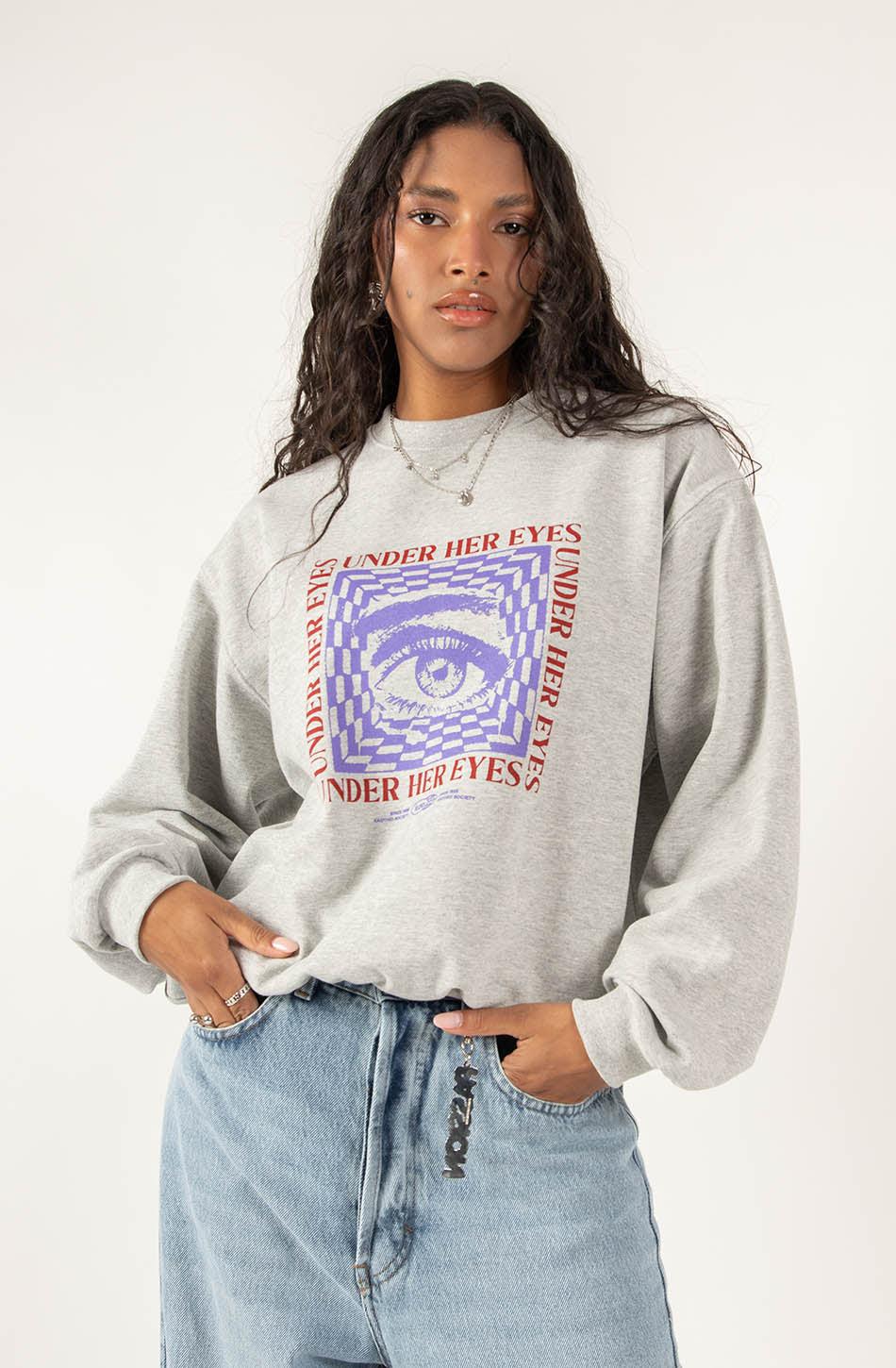 kaotiko Sudadera Under Her Eyes Gray En oferta