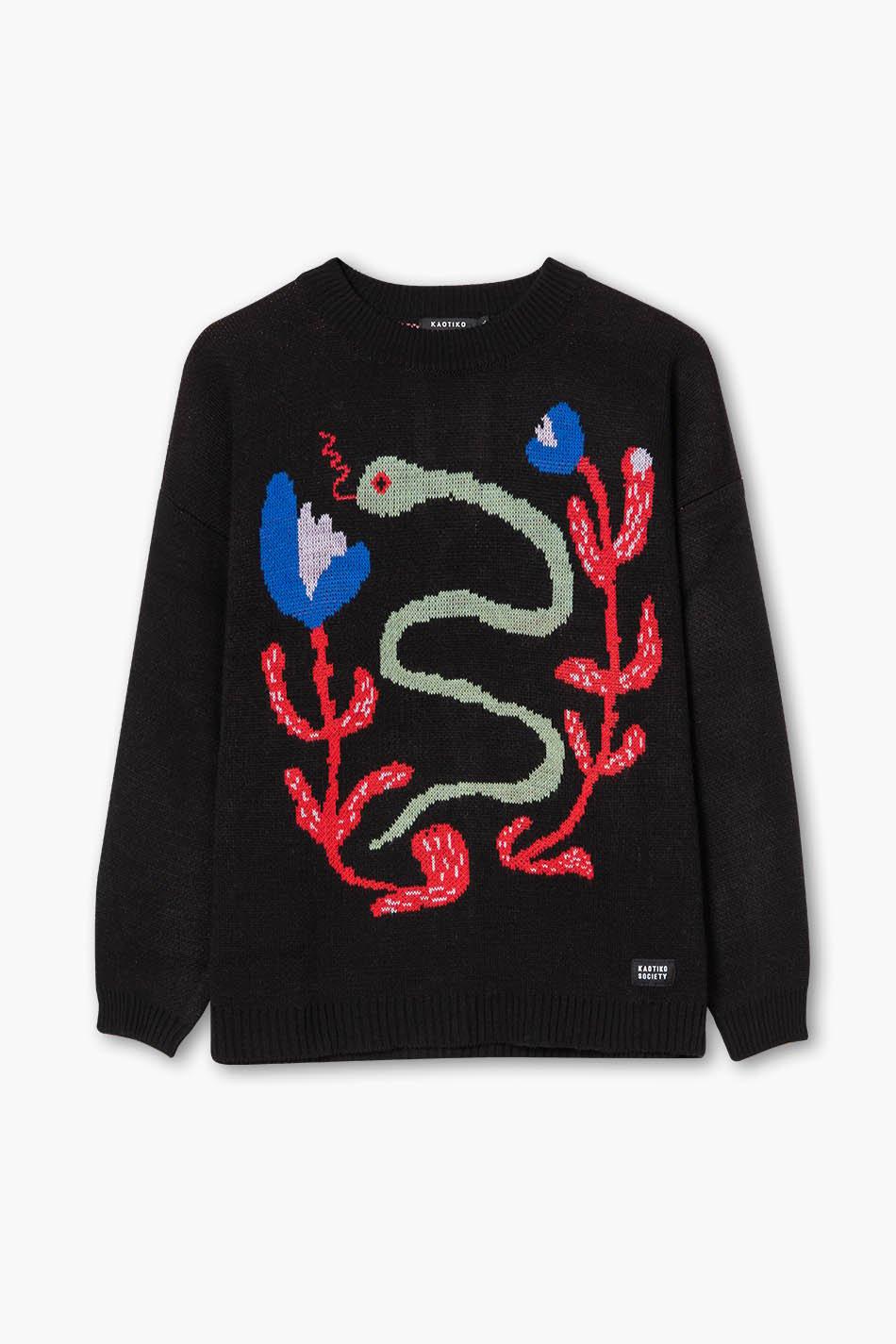 kaotiko Jersey Snake Flowers Black Liquidación