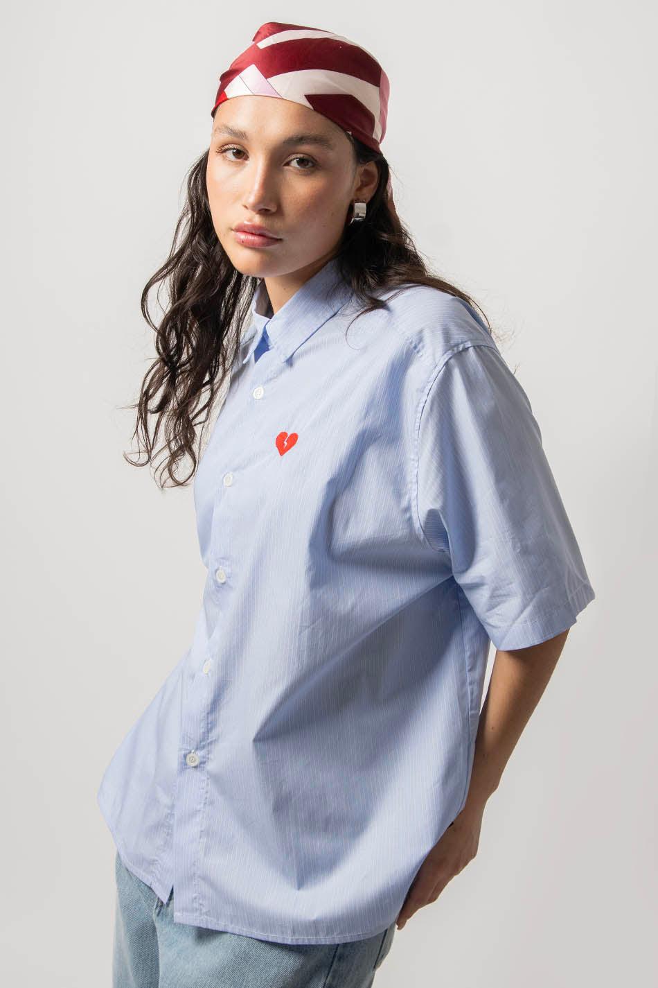 kaotiko Camisa Loui Heart Blue/ White Stripes Rebajas top