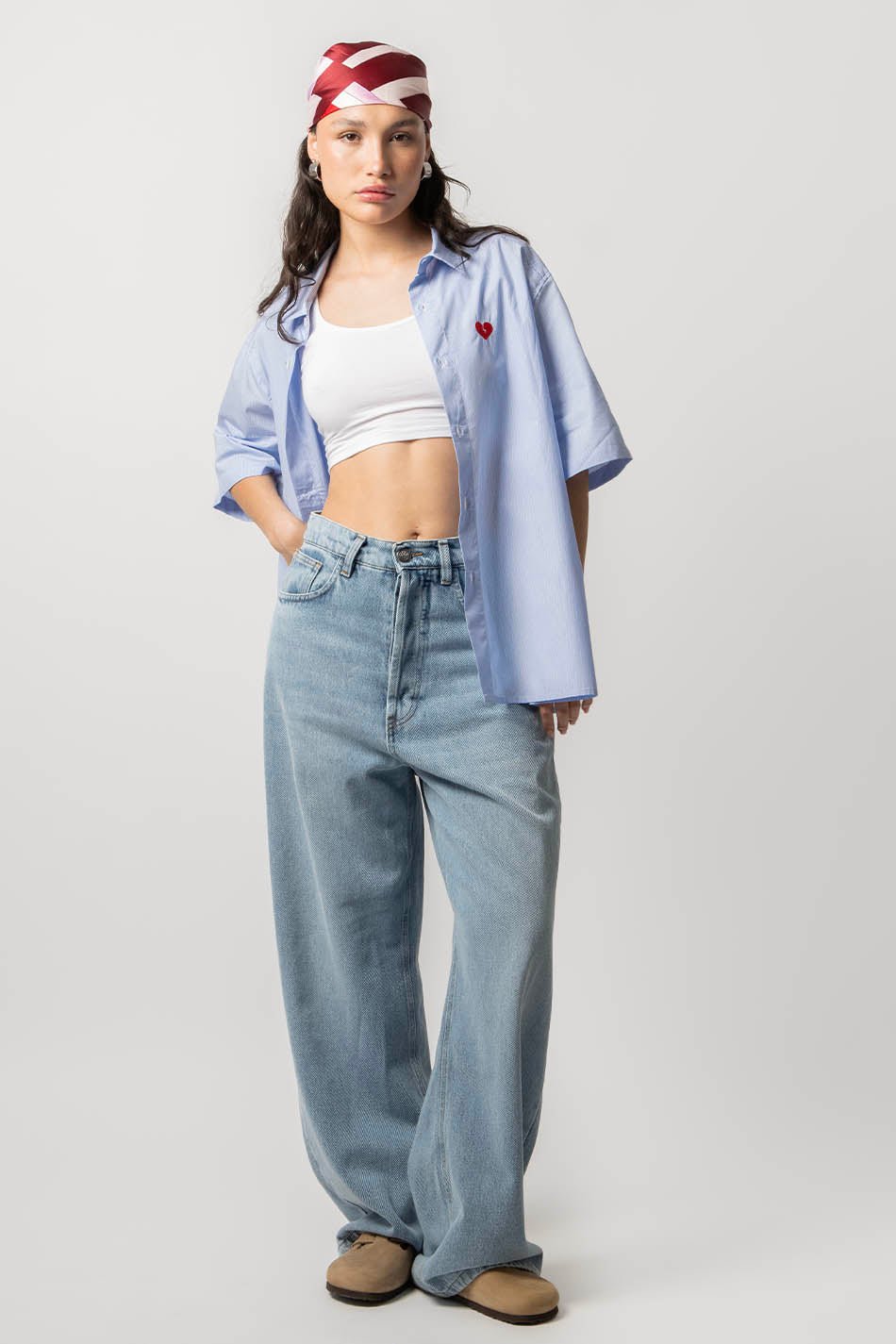 kaotiko Camisa Loui Heart Blue/ White Stripes Rebajas top