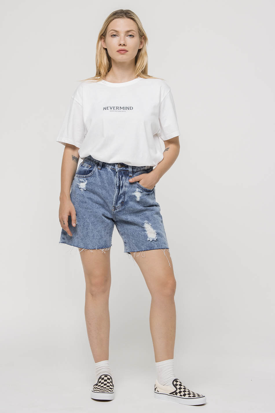 kaotiko Short Mid Denim Vintage Descuento por venta flash