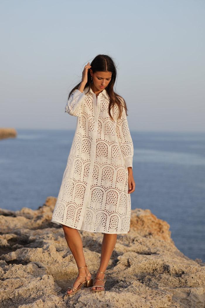 luna llena Vestido camisero Miami bordado PX808 – Luna Llena Grandes ahorros