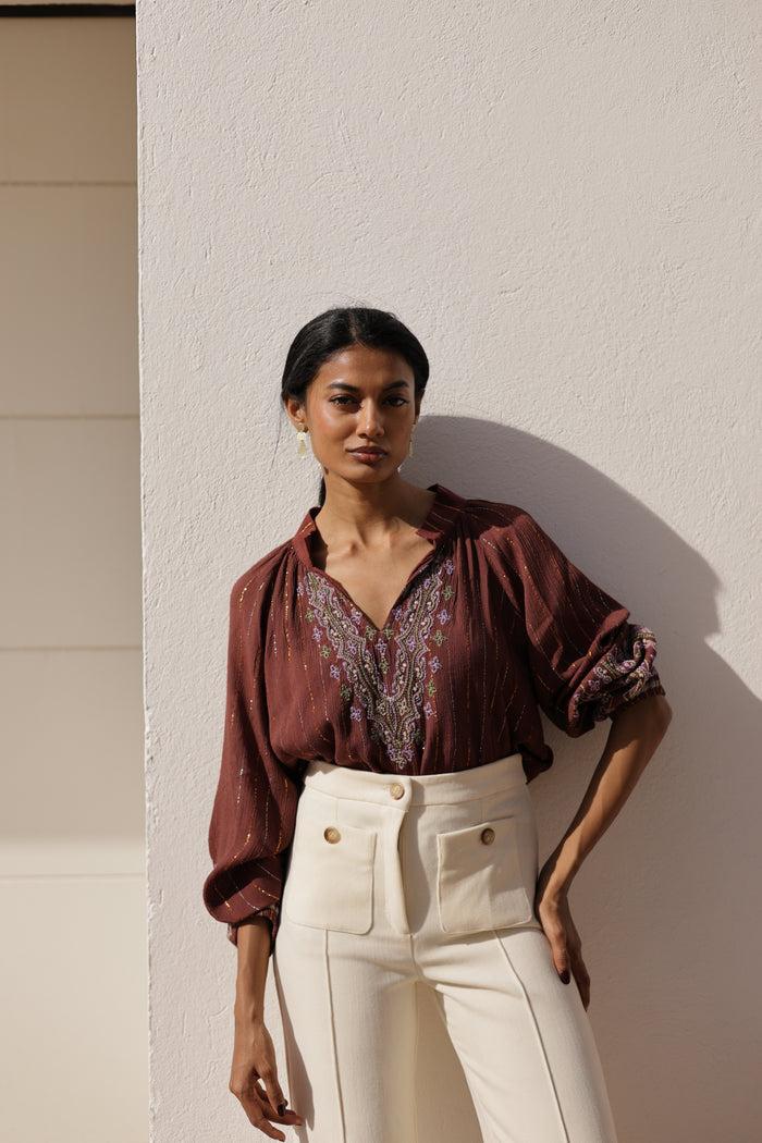 luna llena Blusa bordada Suzanne Colección Fez 114EH24 – Luna Llena Envío gratis