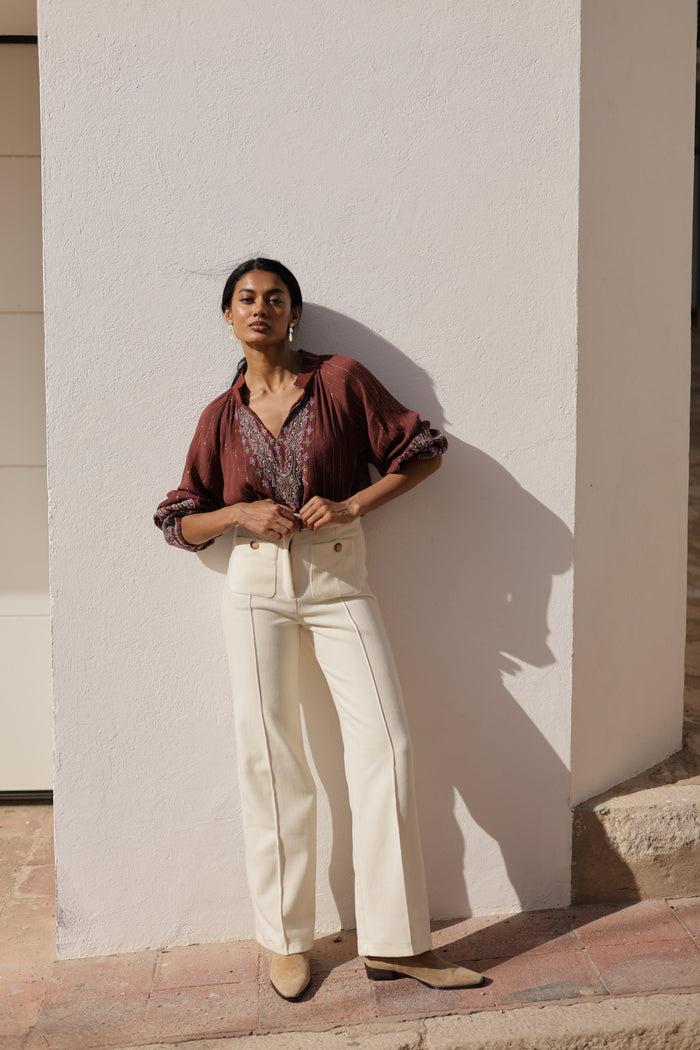 luna llena Blusa bordada Suzanne Colección Fez 114EH24 – Luna Llena Envío gratis