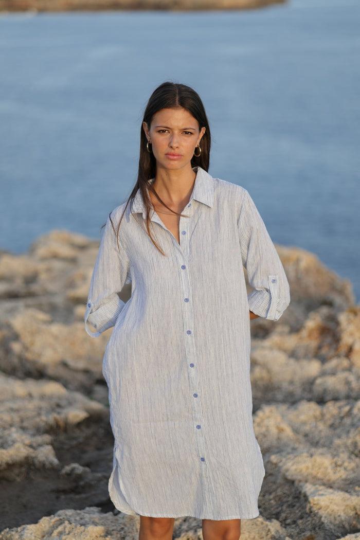 luna llena Vestido camisero Isabella Estampado Hamptons RY195 – Luna Llena Devoluciones gratuitas