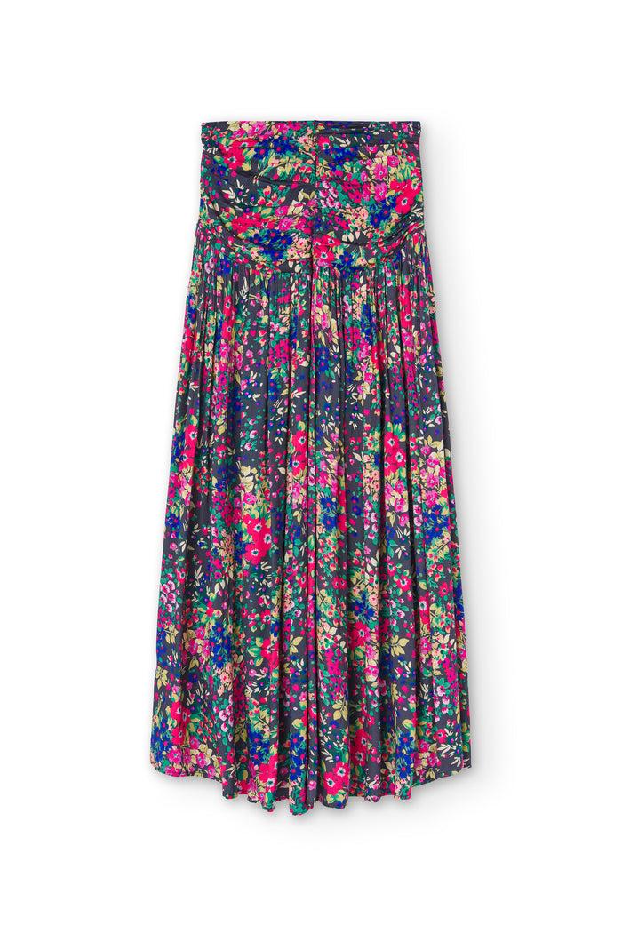 luna llena Falda larga multicolor Estampado Multiflower AL320 – Luna Llena Rebajas