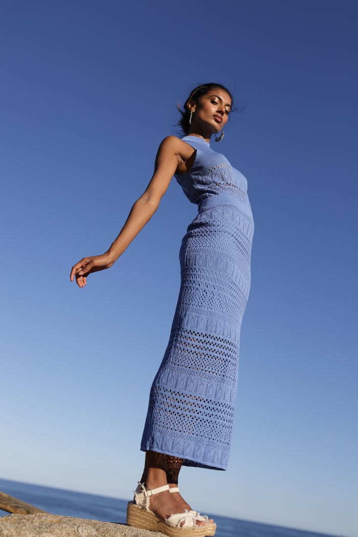 luna llena Falda larga mujer luna llena verano en color azul – Luna Llena Rebajas de fábrica