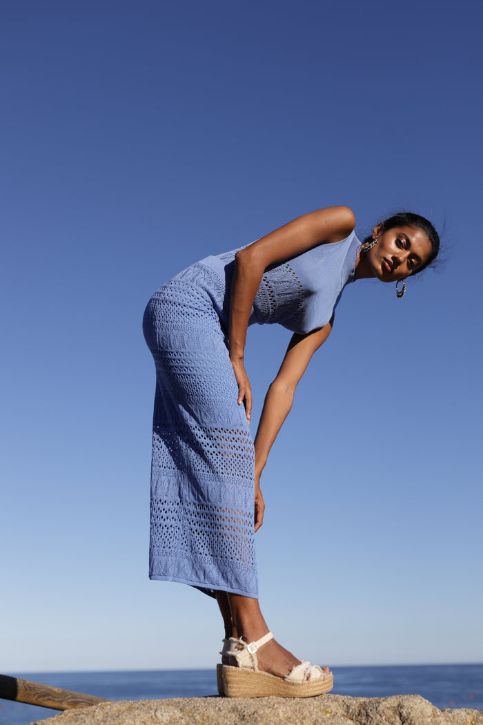 luna llena Falda larga mujer luna llena verano en color azul – Luna Llena Rebajas de fábrica