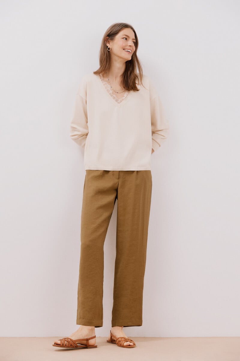 pedro del hierro Jersey pico encaje Rebajas top