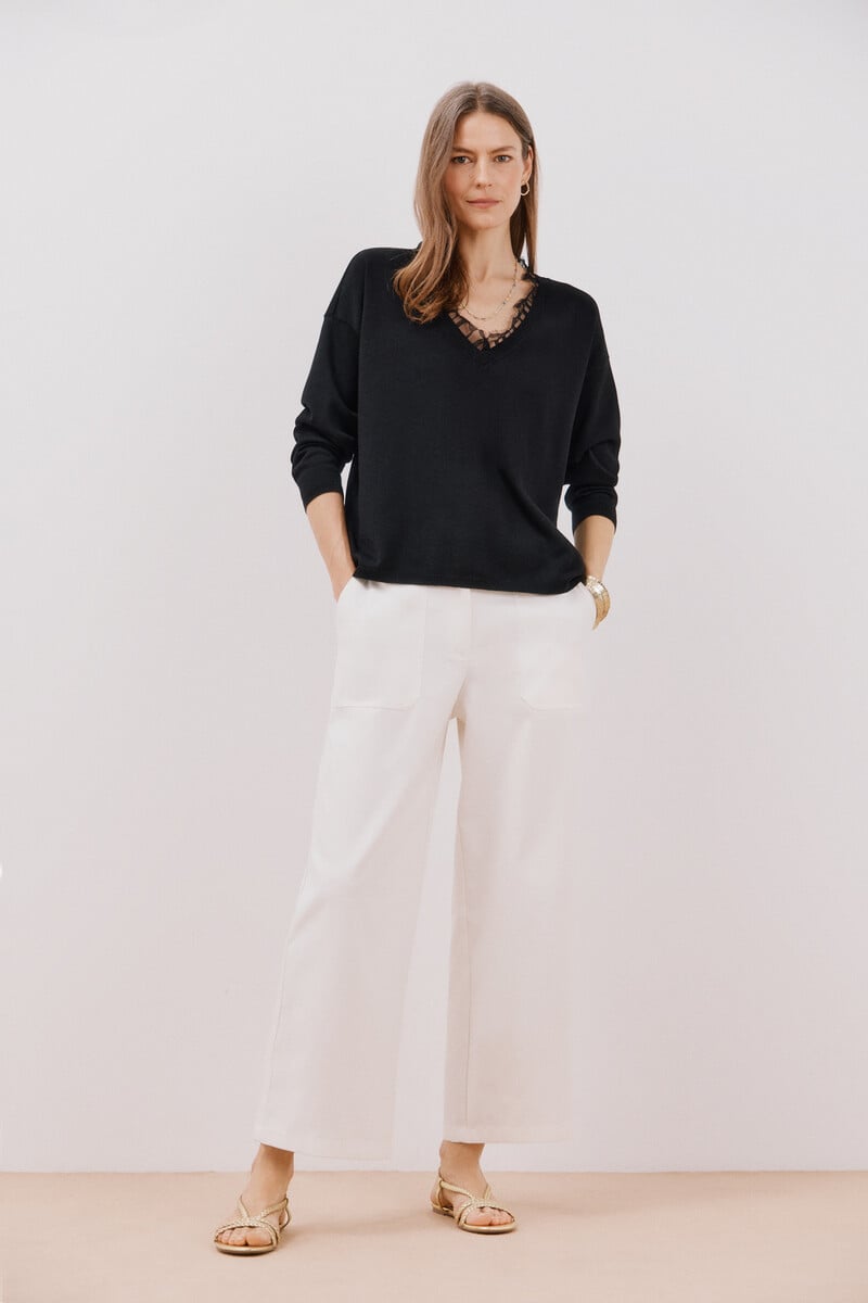 pedro del hierro Jersey pico encaje Envío gratis