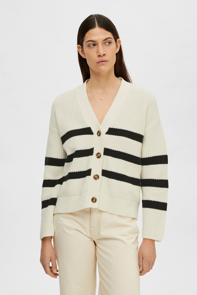 pedro del hierro Cárdigan Relaxed Fit de rayas con cuello de pico Solo queda un día