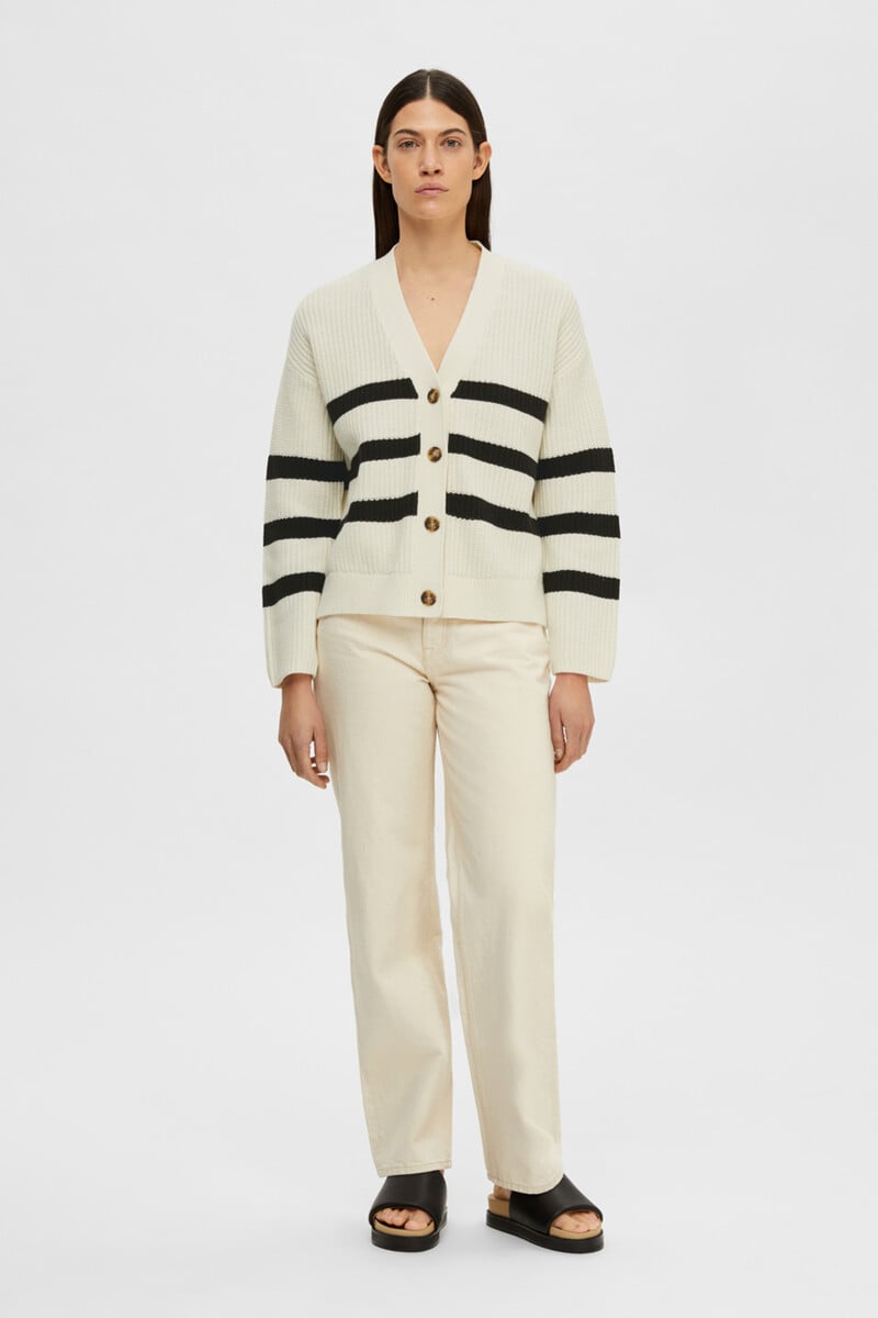 pedro del hierro Cárdigan Relaxed Fit de rayas con cuello de pico Solo queda un día