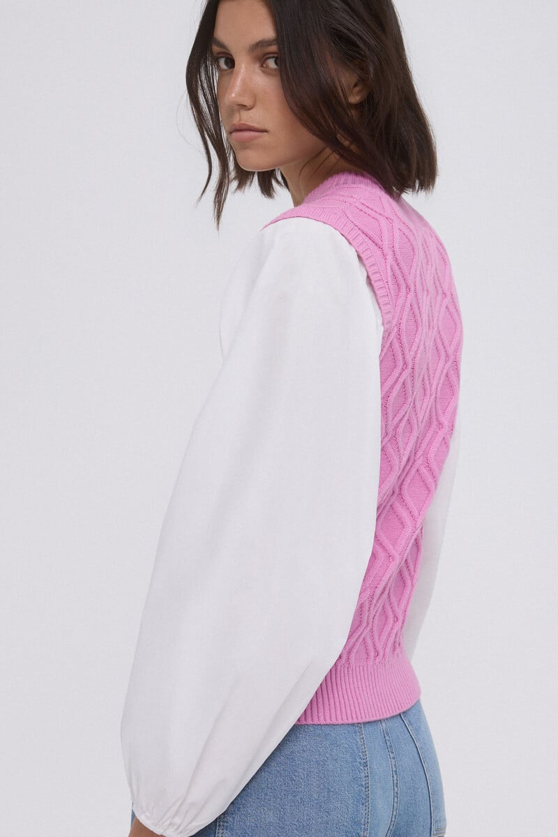 pedro del hierro Chaleco punto fantasia mangas combinadas En oferta