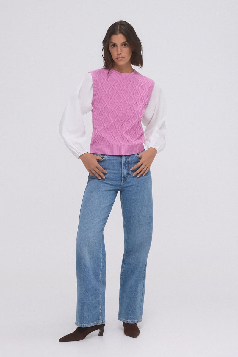 pedro del hierro Chaleco punto fantasia mangas combinadas En oferta