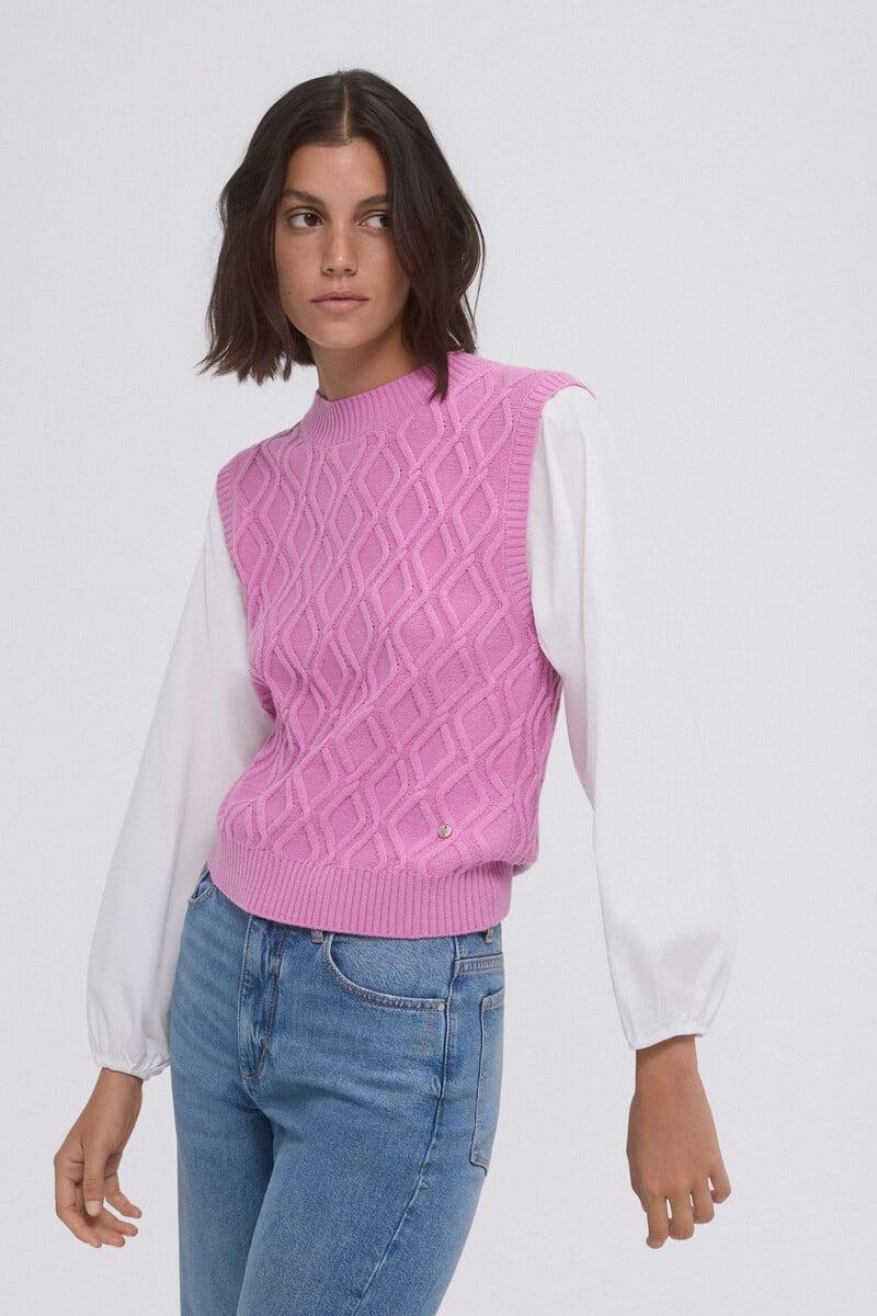 pedro del hierro Chaleco punto fantasia mangas combinadas En oferta