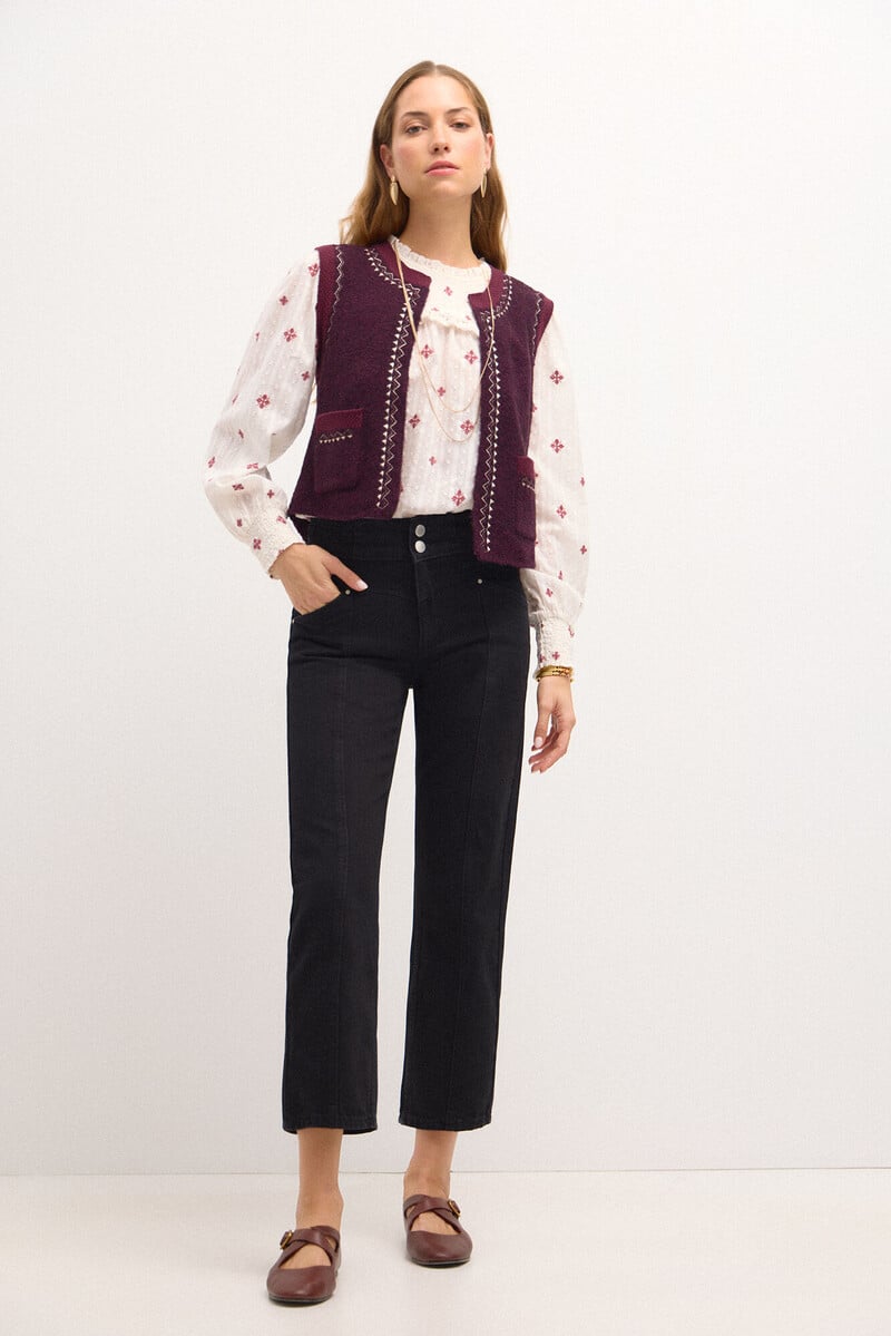 pedro del hierro Omega. Jeans rectos con cortes Último día