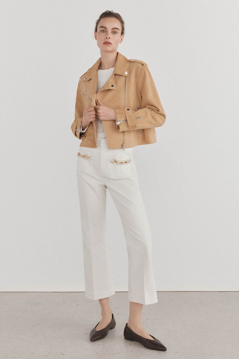 pedro del hierro Cazadora crop piel Grandes ahorros