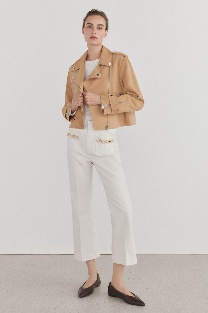 pedro del hierro Cazadora crop piel Grandes ahorros