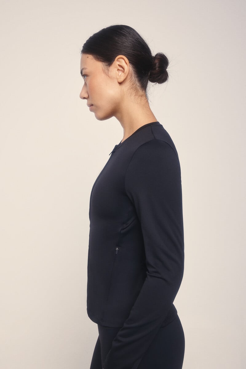 pedro del hierro Chaqueta entallada cremallera negro Rebajas de fábrica