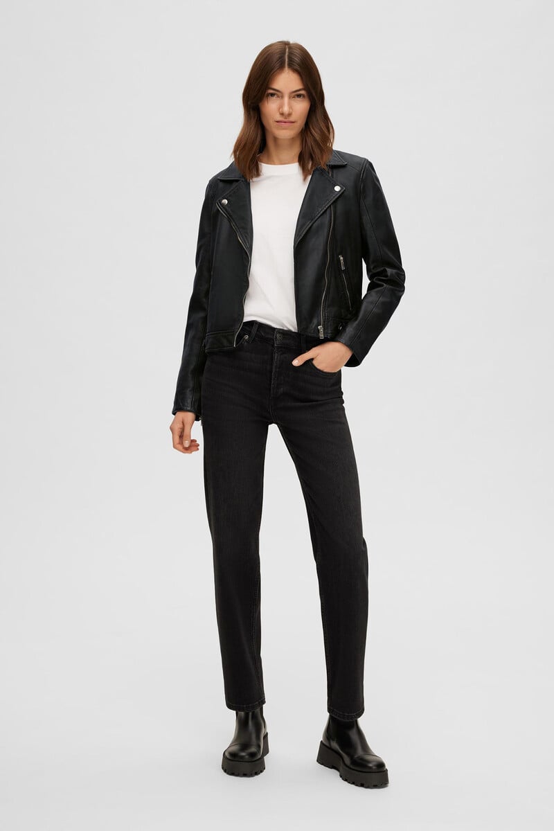 pedro del hierro Cazadora Biker Cropped 100% piel de cordero Promoción por tiempo limitado