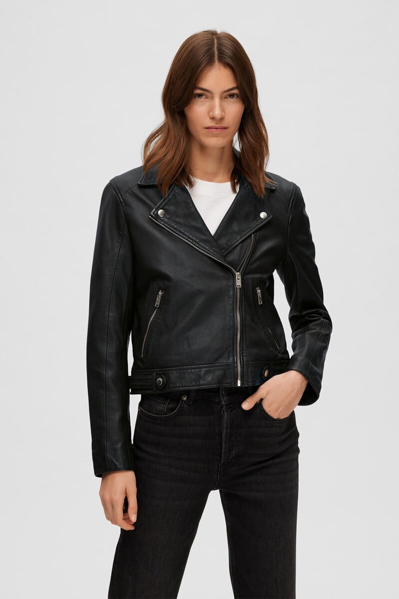 pedro del hierro Cazadora Biker Cropped 100% piel de cordero Promoción por tiempo limitado