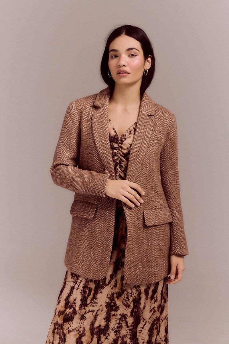 pedro del hierro Abrigo blazer de espiga Ahorra y exporta