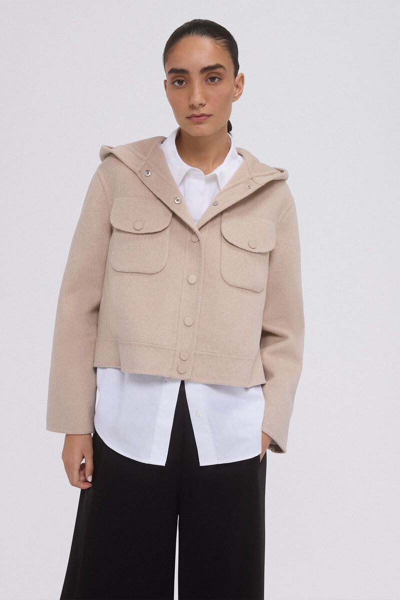 pedro del hierro Chaqueta corta double face capucha Rebajas de fábrica
