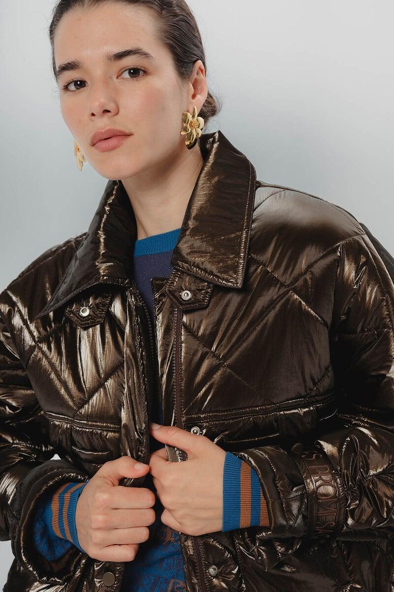 pedro del hierro Chaqueta de mujer acolchada metálica Valeria Liquidación