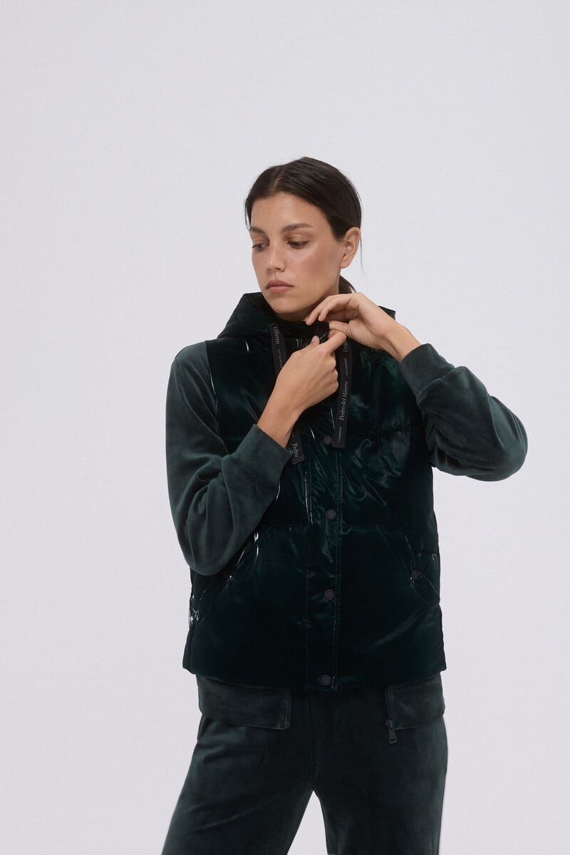 pedro del hierro Chaleco brillo capucha Descuento por venta flash