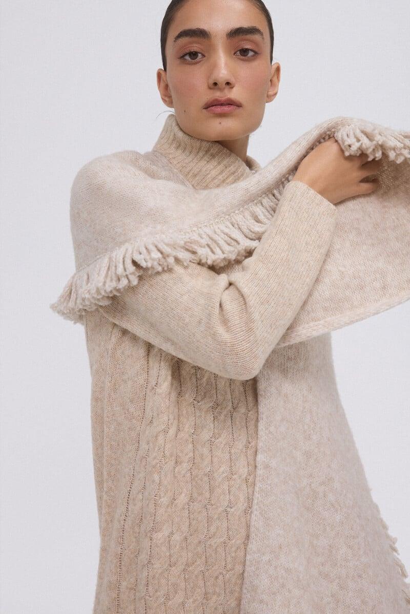 pedro del hierro Poncho de punto marrón con flecos Devoluciones gratuitas
