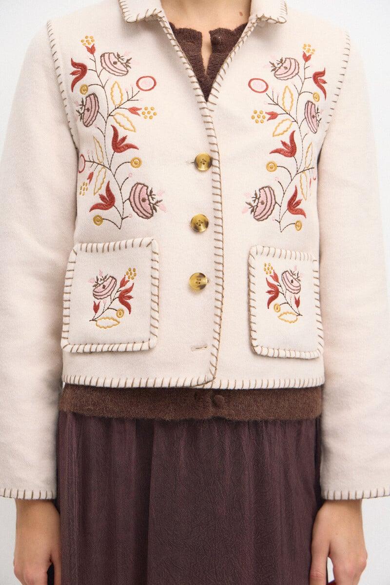 pedro del hierro Ángela. Chaqueta de lana bordada Ofertas