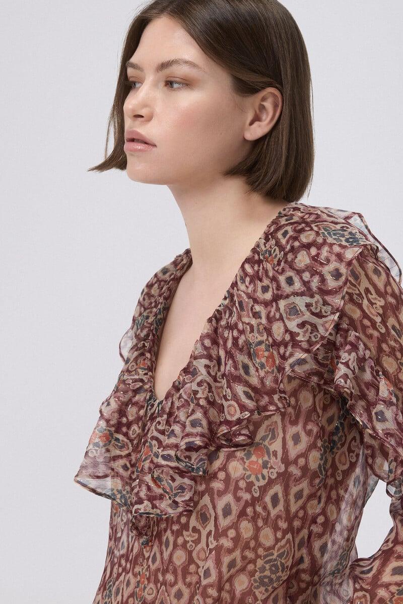 pedro del hierro Blusa de seda estampada Descuento