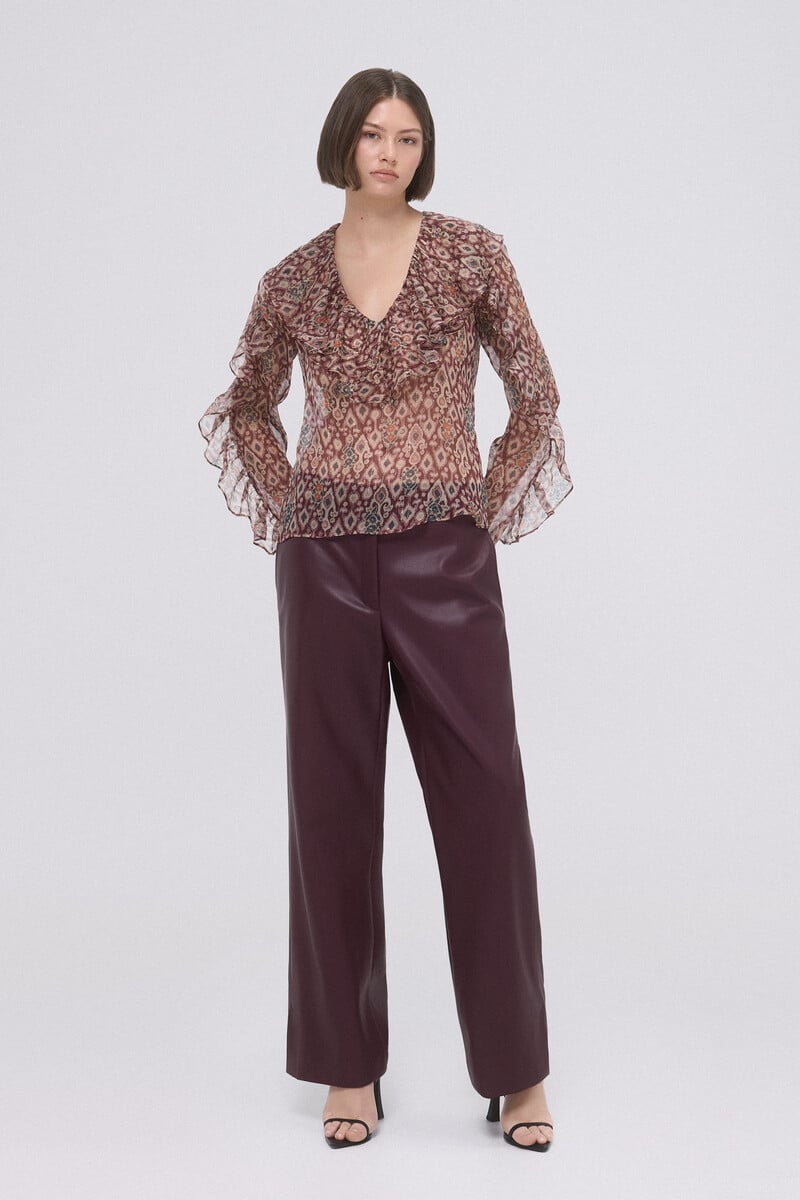 pedro del hierro Blusa de seda estampada Descuento