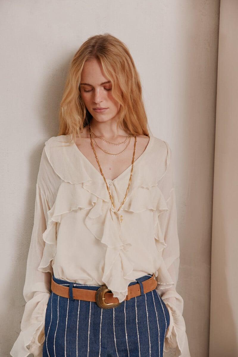 pedro del hierro Carina. Blusa volantes Rebajas top