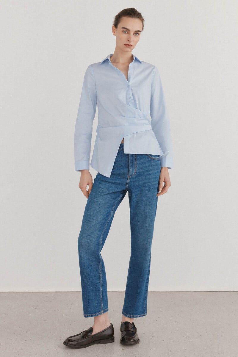 pedro del hierro Camisa de cuello solapa con escote pico Promoción por tiempo limitado