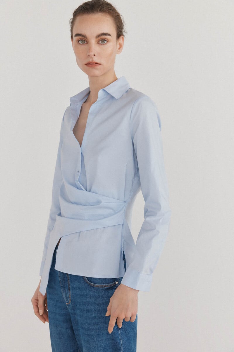 pedro del hierro Camisa de cuello solapa con escote pico Promoción por tiempo limitado