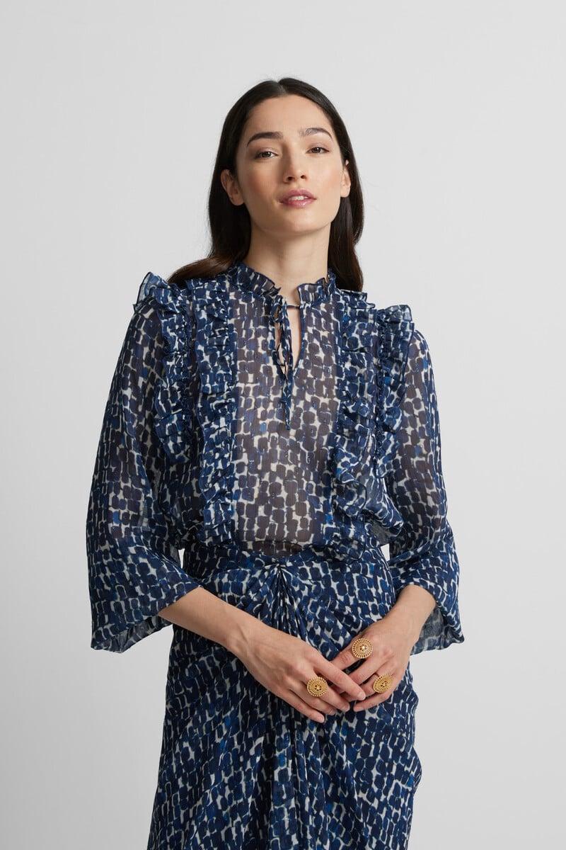 pedro del hierro Blusa volantes estampado Solo hoy