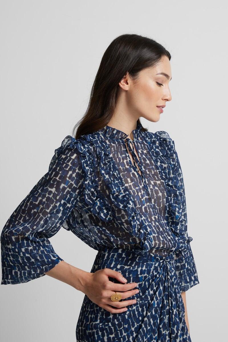 pedro del hierro Blusa volantes estampado Solo hoy