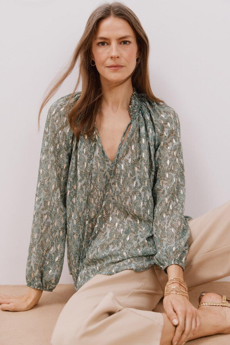 pedro del hierro Blusa detalle nido de abeja Descuento por venta flash
