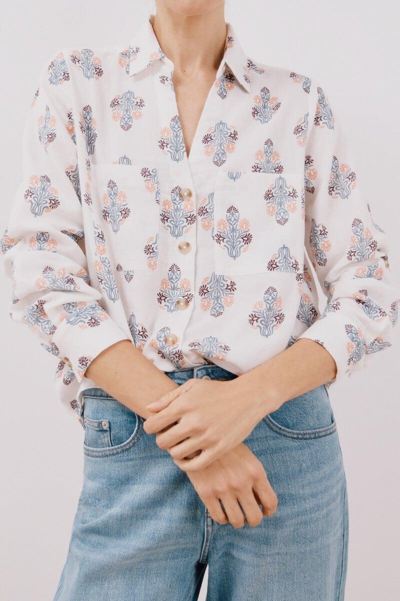 pedro del hierro Camisa algodón estampada Ofertas de temporada