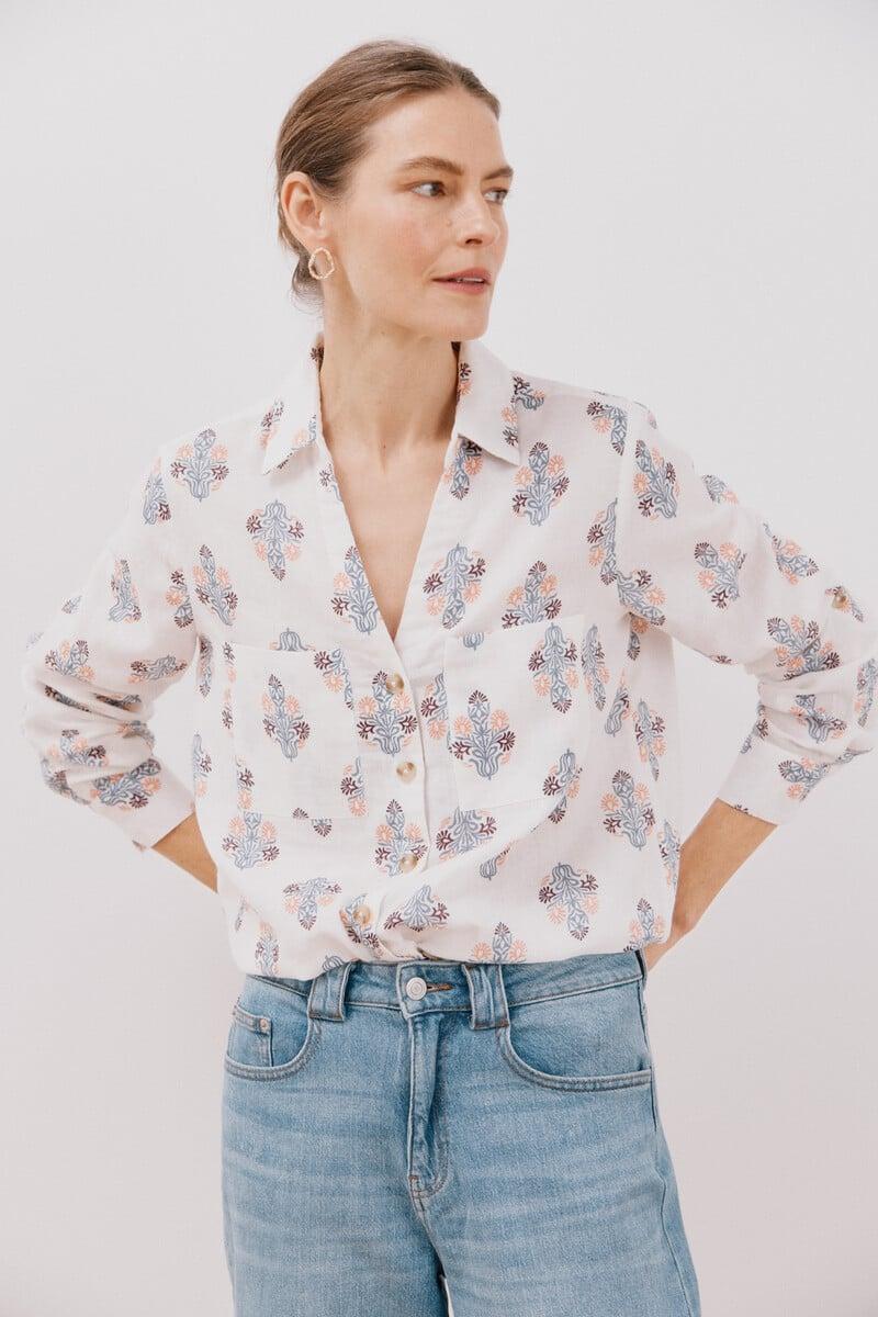 pedro del hierro Camisa algodón estampada Ofertas de temporada
