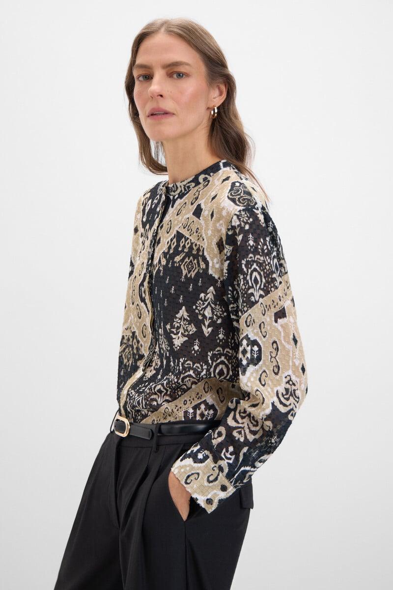 pedro del hierro Blusa estampada tejido textura Outlet